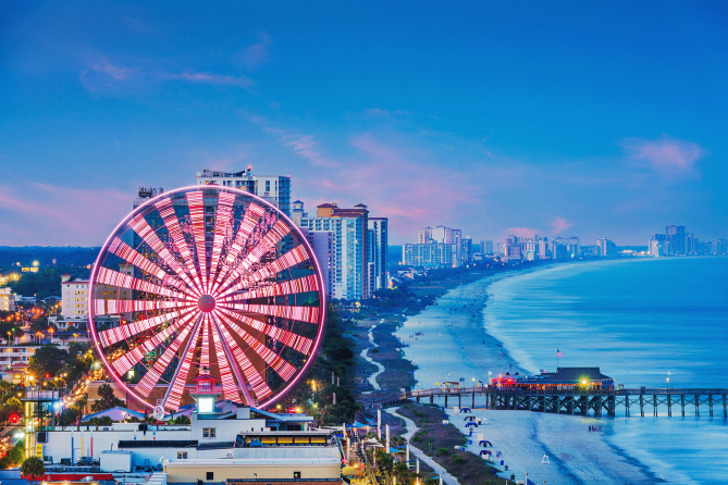SkyWheel and beachfront skyline in Myrtle Beach, South Carolina