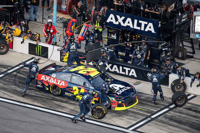 Race car pit crew at Daytona International Speedway in Daytona Beach, Florida