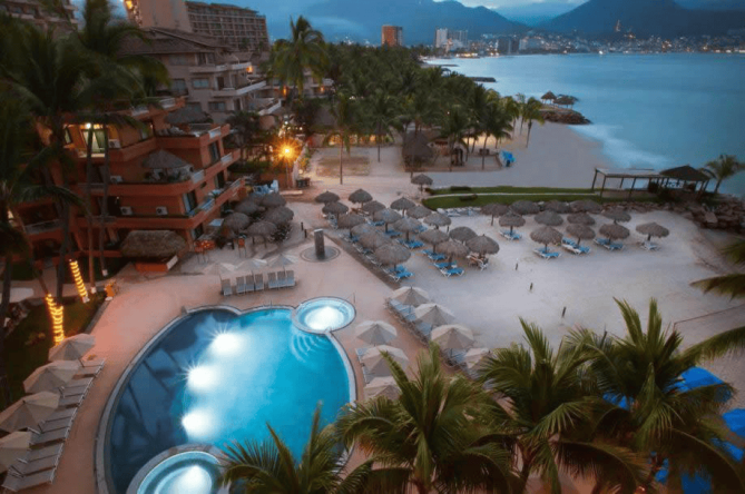 Beachfront resort and coastline in Puerto Vallarta, Mexico